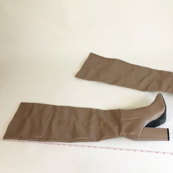 Call It Spring Beige Tan Block Heel Tall Boots 7 - Picture 7 of 8